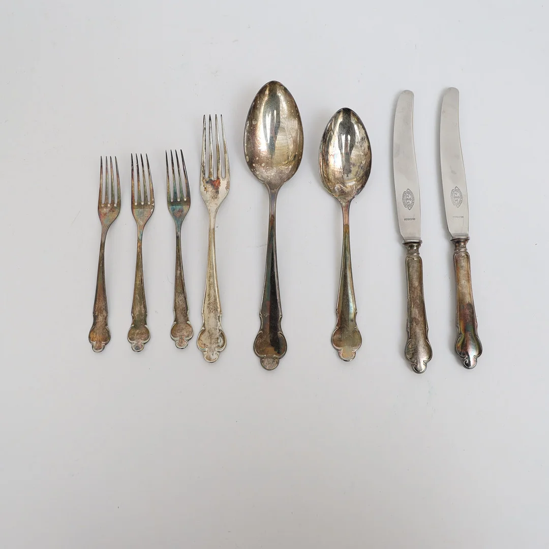SILVERBESTICK, 8 delar, "Disa" silver. — Silver — Falun Auktionsbyrå