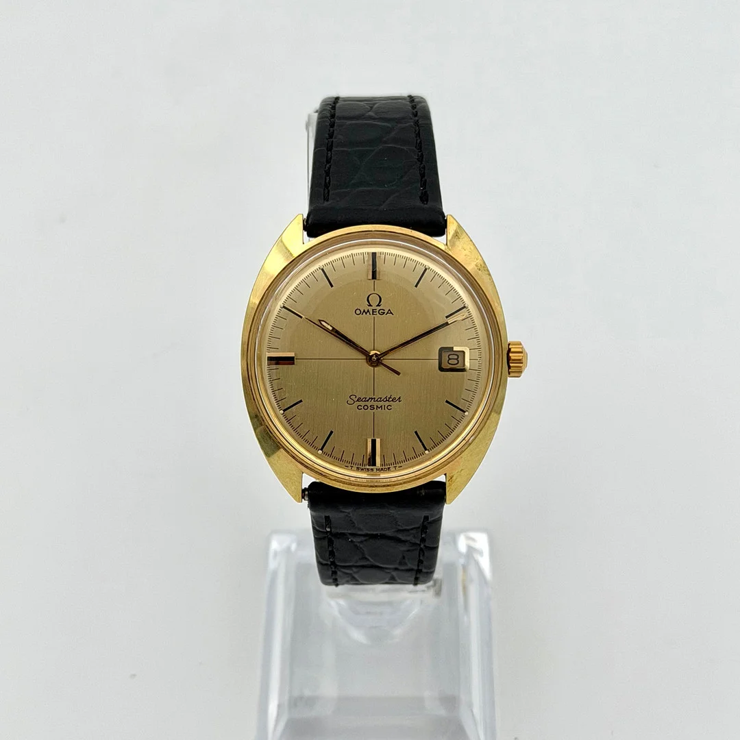 OMEGA Seamaster Cosmic, armbandsur, 1960/70-tal, manuell, gulddoublé. — Wristwatches — Skandia Auktion