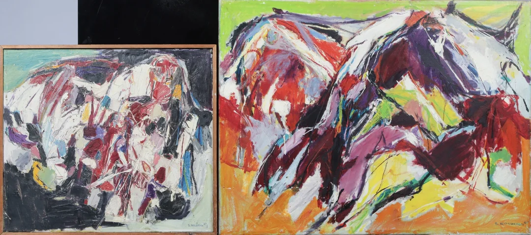 Søren Rosberg: Two abstract compositions. 1967. (2) — Paintings and sculptures/Modern pictorial arts — Lauritz