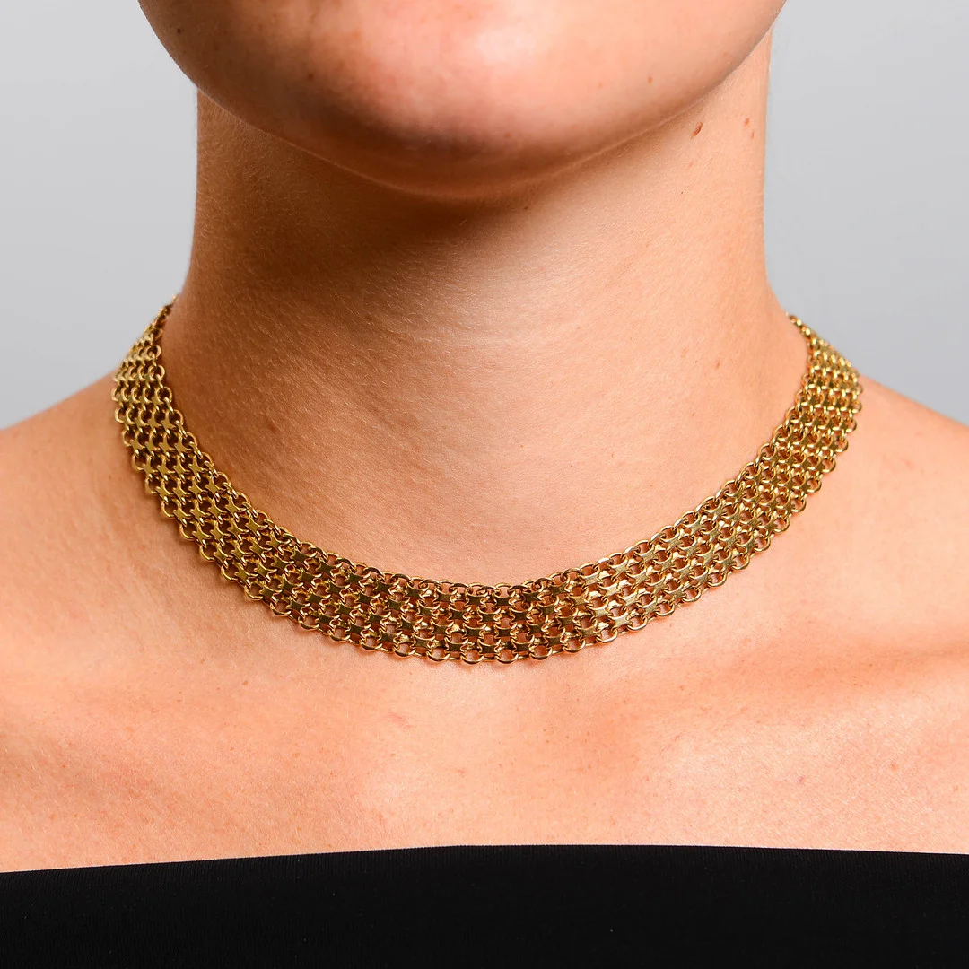 COLLIER, 18K guld, X-länk, August Mikkov, Stockholm, 1968. — Necklace — Formstad Auktioner