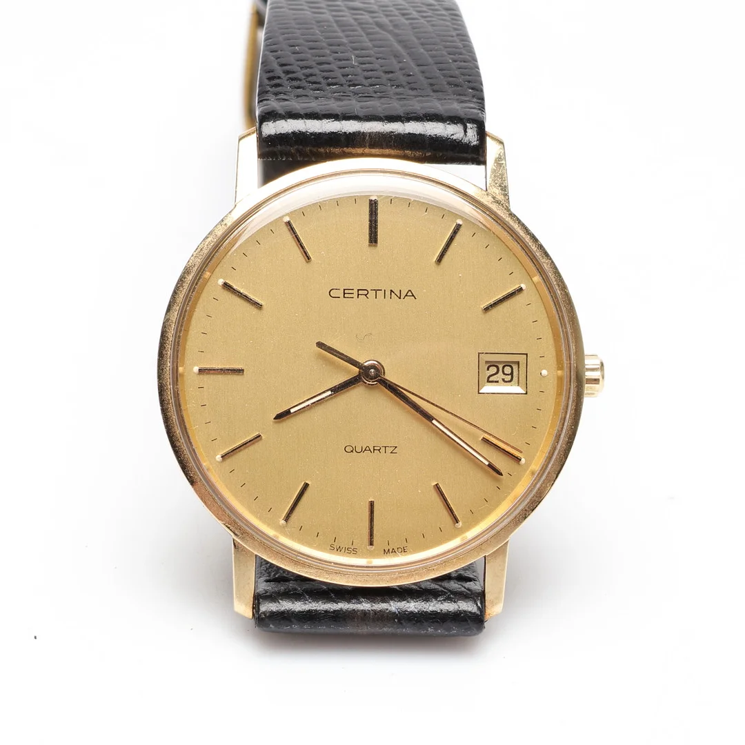 ARMBANDSUR, Certina, 18K, Guld, Quartz, med läderarmband. — Wristwatches — Gomér & Andersson Linköping