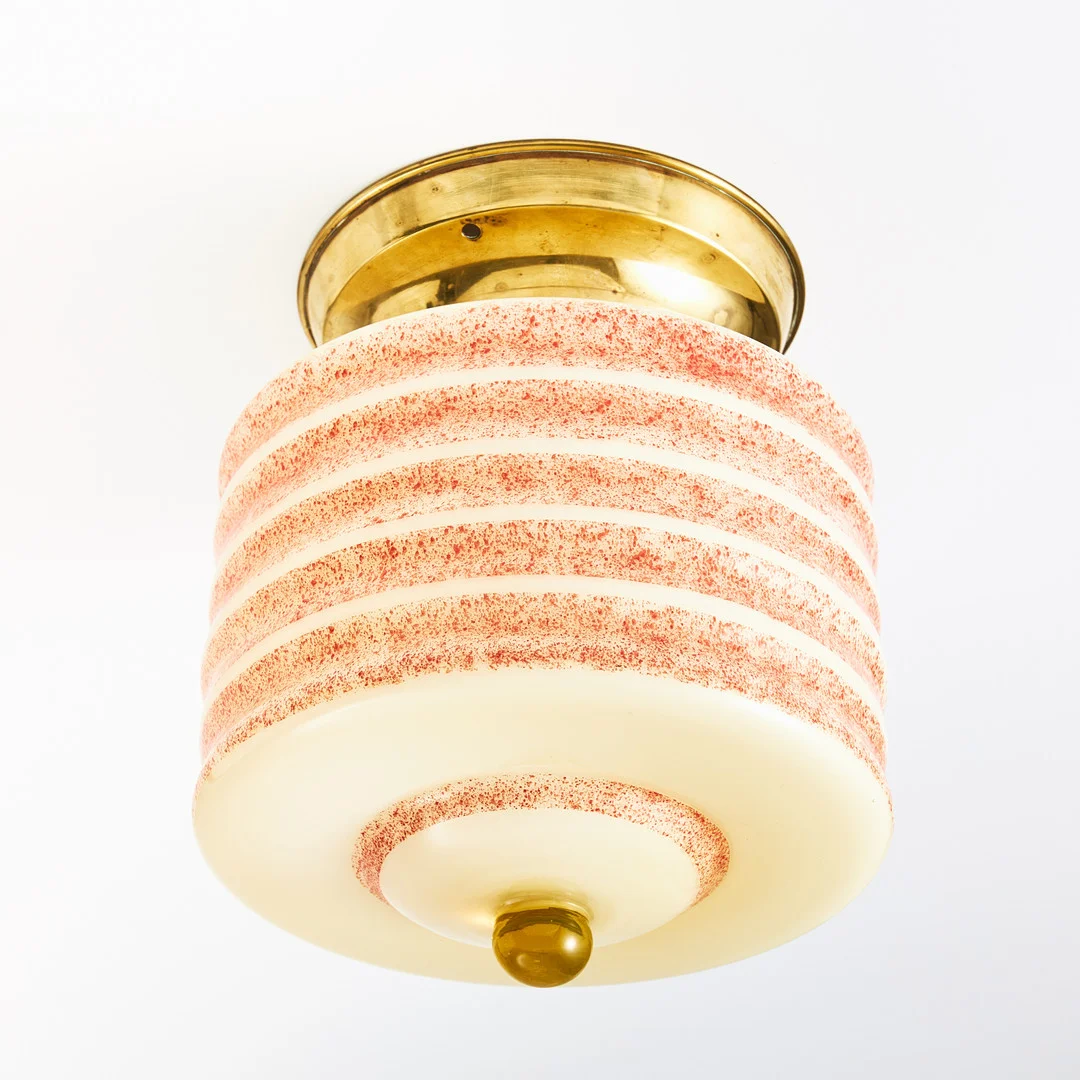 TAKLAMPA, 1930-tal, glas, art deco, mässings armatur. — Ceiling lights — Stockholms Auktionsverk Magasin 5