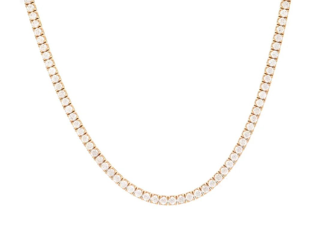 RIVIERECOLLIER, 18K guld, 156 briljantslipade diamanter ca 14,67 ctv, ca TW-TCr/VVS-VS, längd 50 cm, vikt 41,6 g. — Smycken/Collier — Kaplans