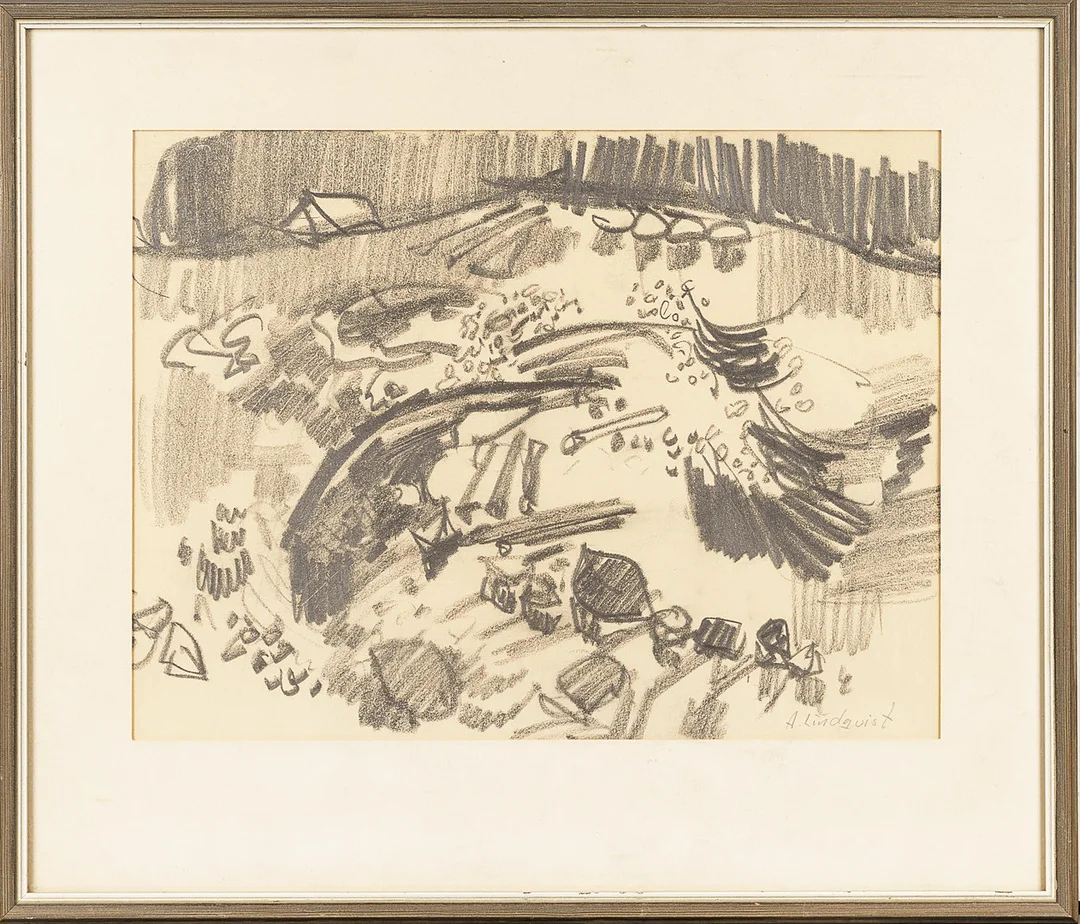ALLAN LINDQVIST. Kolteckning, signerad. — Paintings — Norrlands Auktionsverk