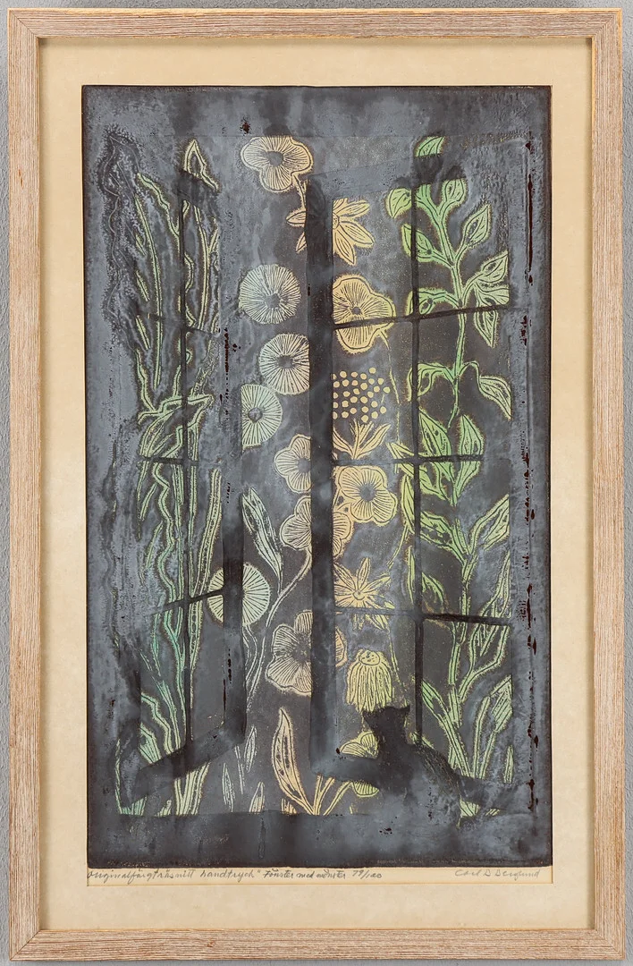 CARL B BERGLUND. Färgträsnitt, signerad. — Engravings & Prints — Karlstad Hammarö Auktionsverk