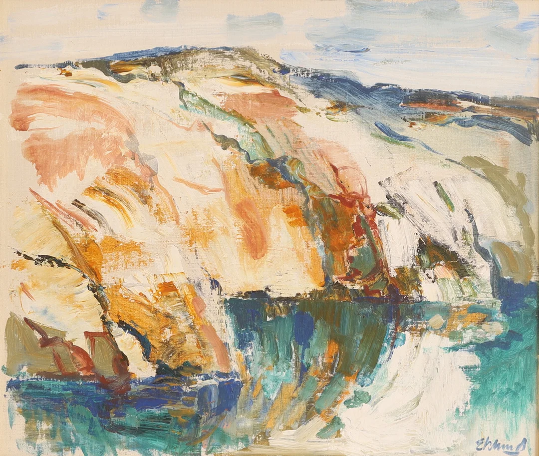 BENGT EKLUND. Olja på pannå, "Berget", signerad. — Paintings — RA Auktionsverket Norrköping