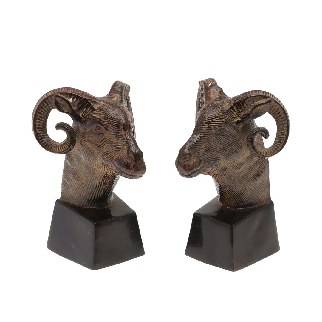 A PAIR OF METAL BILLY'S HEAD BOOKENDS. — Miscellaneous — Lawrences Auctioneers