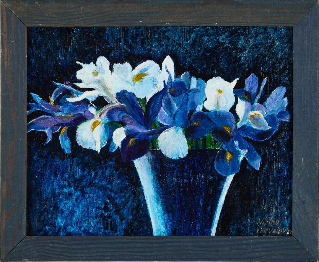 VIKTOR PRYVALOV (FÖDD 1961). "Irisar mot månskenet", olja på pannå. — Paintings — Stockholms Auktionsverk Magasin 5