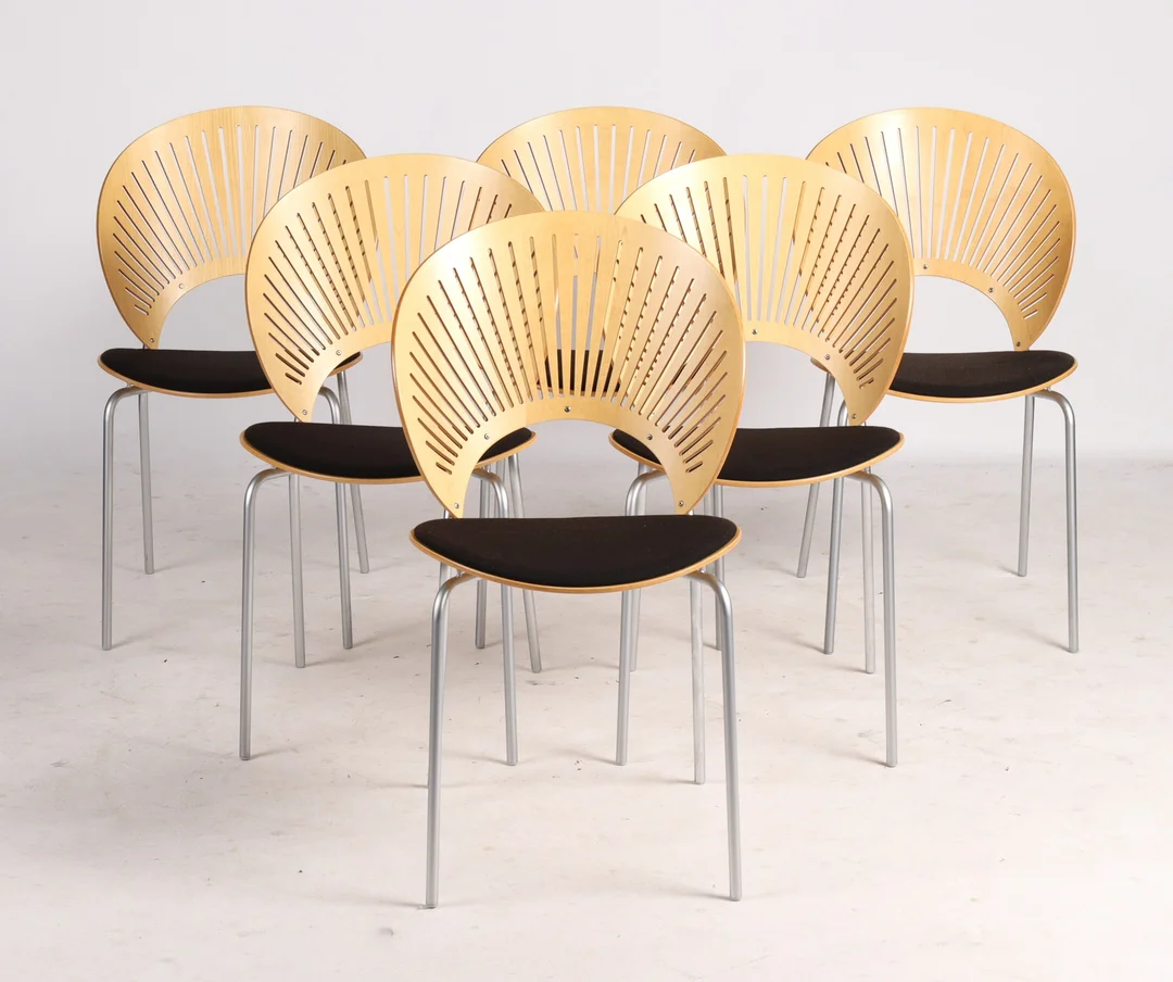 Nanna Ditzel for Fredericia Furniture. 'Trinidad', set of six chairs. (6) — Furniture/Chairs — Lauritz