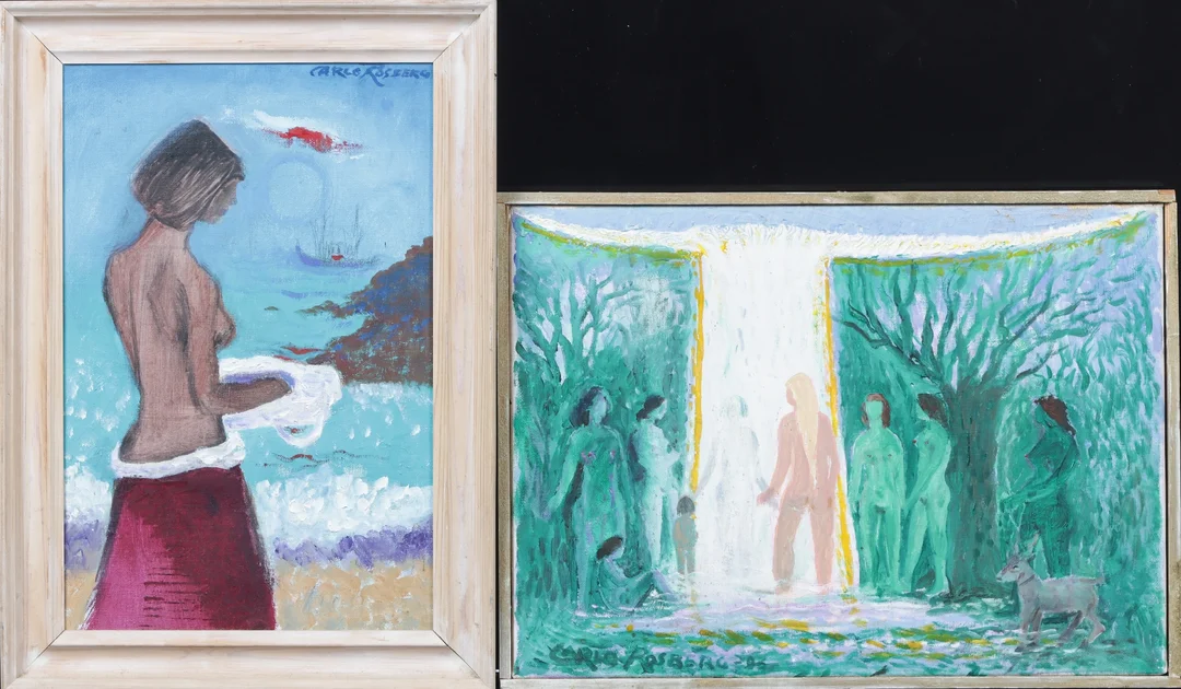 Carlo Rosberg. 'La Baigneuse' and 'Bathing Women' Two Compositions. (2) — Paintings and sculptures/Modern pictorial arts — Lauritz