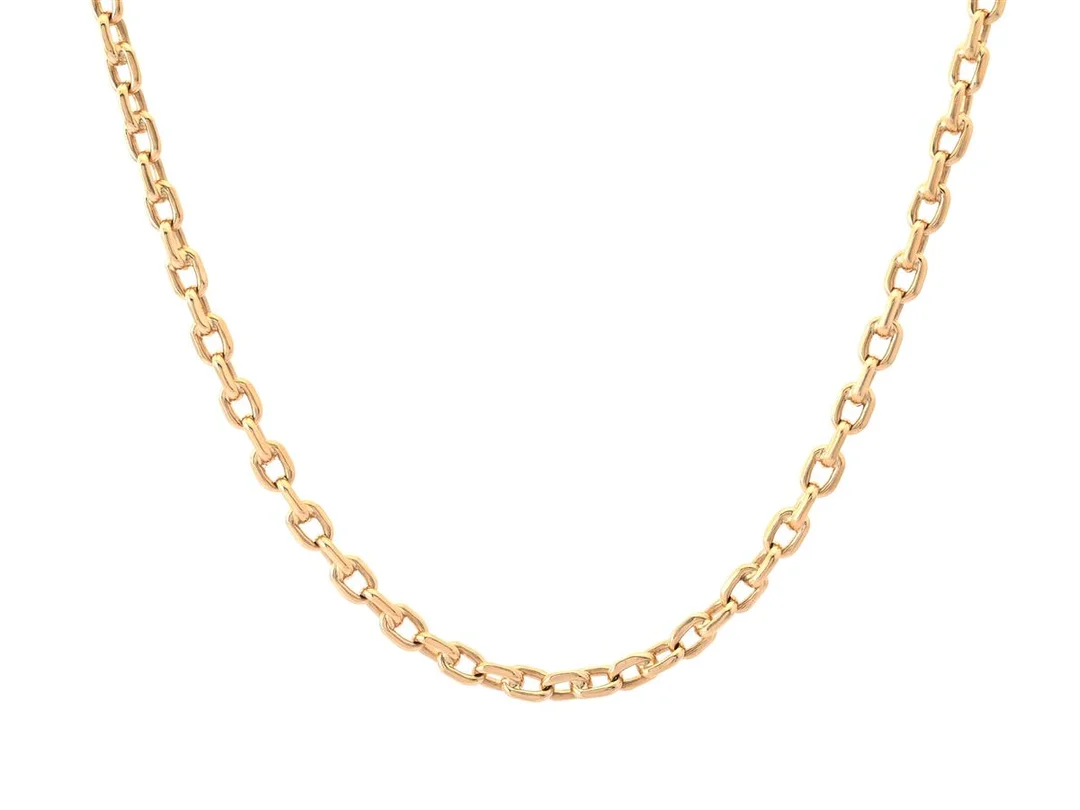 HALSKEDJA, 18K guld, ankarlänk, Leif Karlin, Stockholm 1986, längd 55 cm, vikt 44,6 g. — Smycken/Halskedja — Kaplans