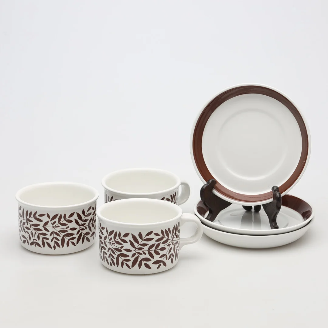 KARIN BJÖRQUIST. TESERVISDELAR, 6 stycken, "Kalypso", flintporslin, Gustavsberg. — European — Borås Auktionshall