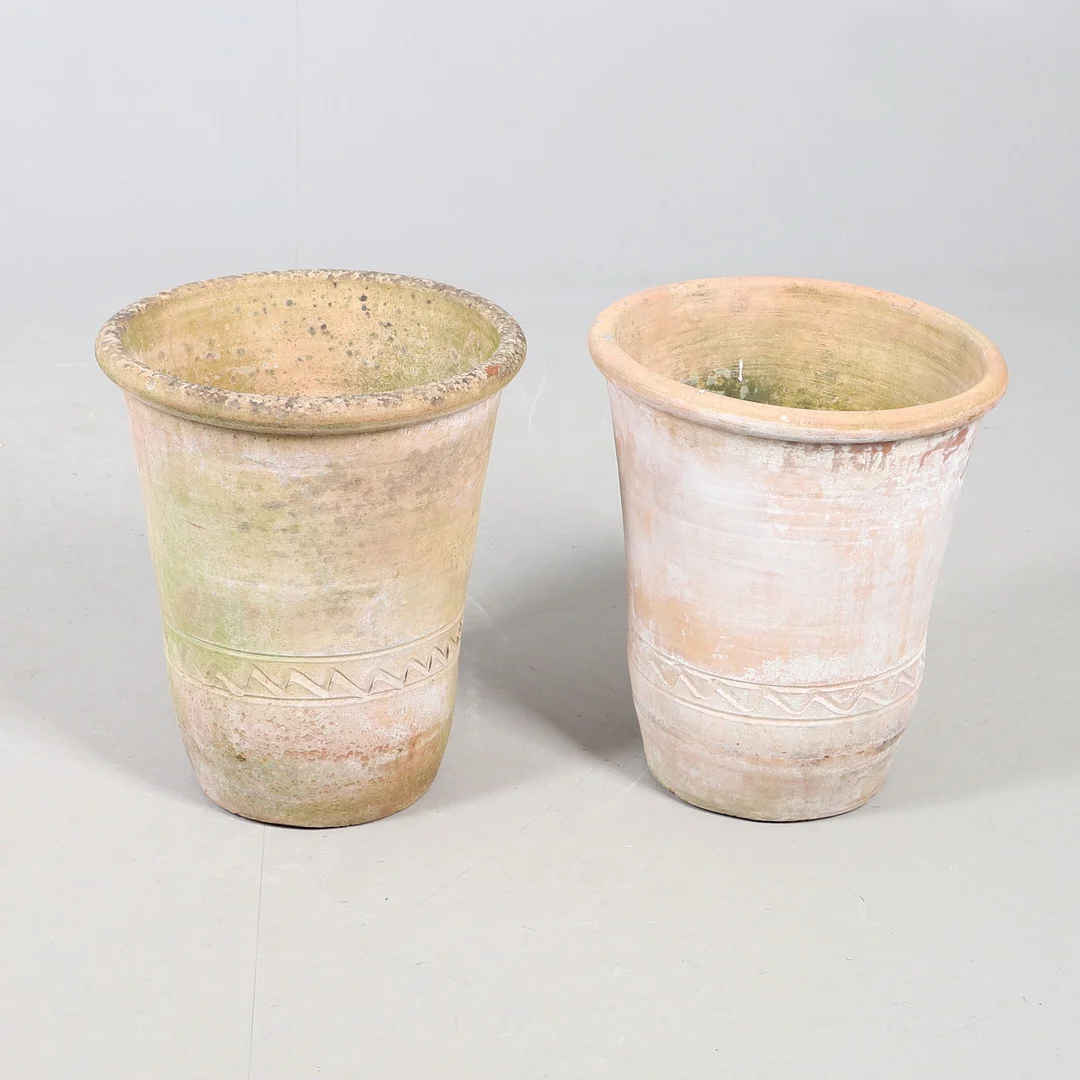 A PAIR OF MODERN TERRACOTTA PLANTERS. — Garden Sculptures & Urns — Lawrences Auctioneers