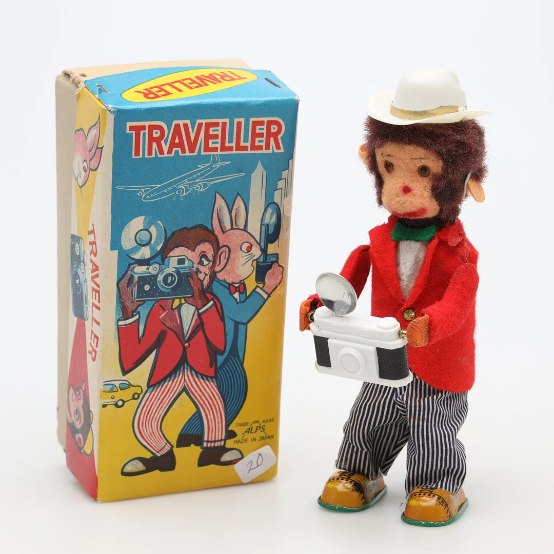 LEKSAK, apa, "Traveller", Alps, Japan, 1900-tal. — Toys — Borås Auktionshall