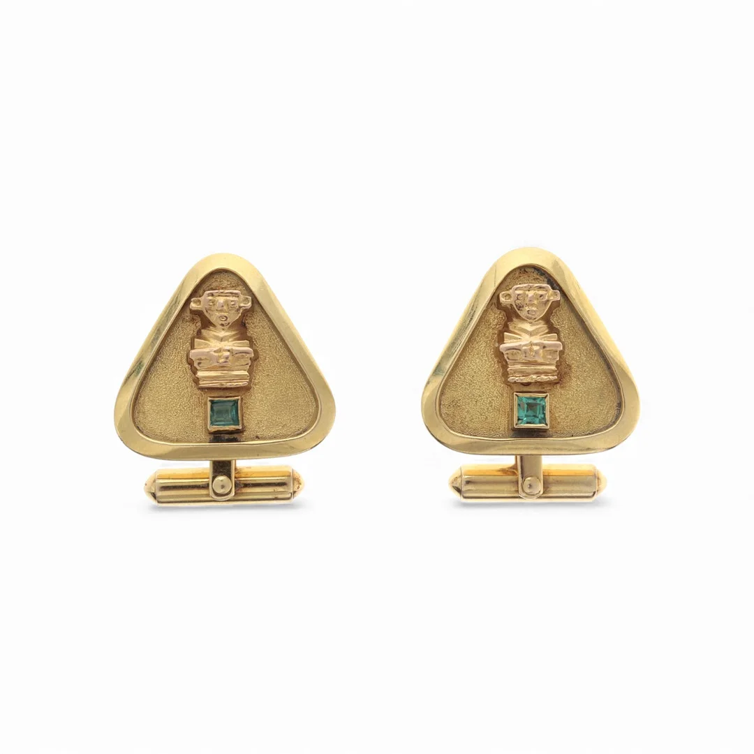 Gold and emeralds cufflinks. — Cufflinks & Tie Pins — Balclis