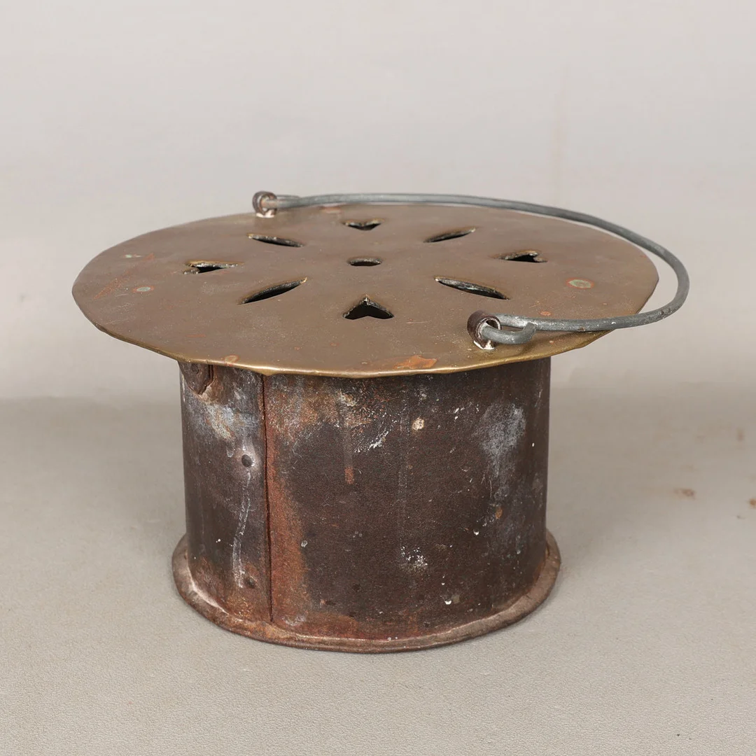 A 19TH CENTURY BRASS AND SHEET METAL FOOT WARMER. — Pewter, Brass & Copper — Bishop & Miller