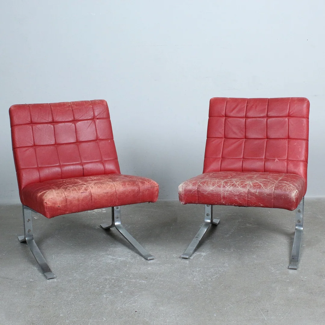Paar Freischwinger/Flughafensessel der 1950er. — Armchairs & Chairs — Stockholms Auktionsverk Düsseldorf/Neuss
