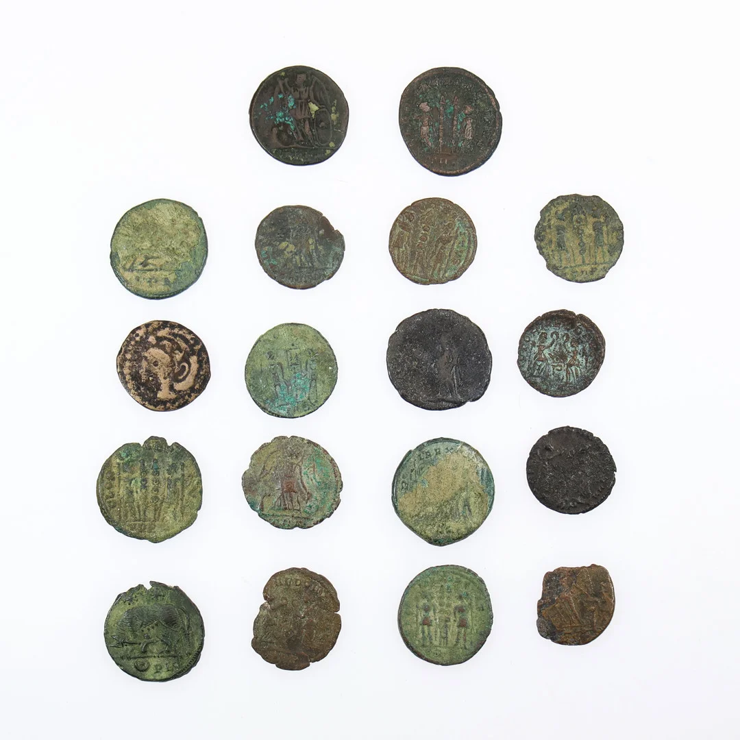ROMAN COINS - BRONZE CONSTANTINE I COIN, URBS ROMA, AND OTHER ROMAN BRONZE COINS, ETC. (18). — Coins & Banknotes — Young's Auctions