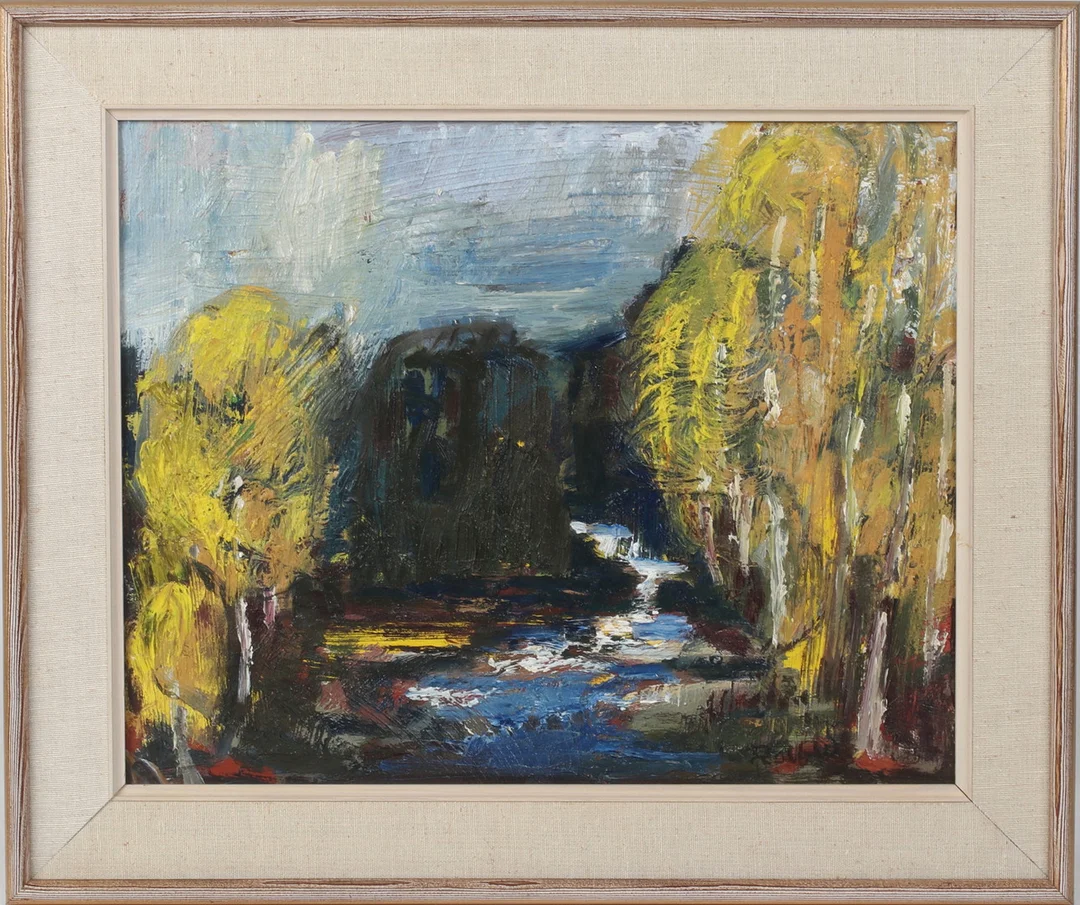 ROLF WIKSTRÖM. Älvlandskap, olja på pannå, signerad. — Paintings — Stadsauktion Sundsvall
