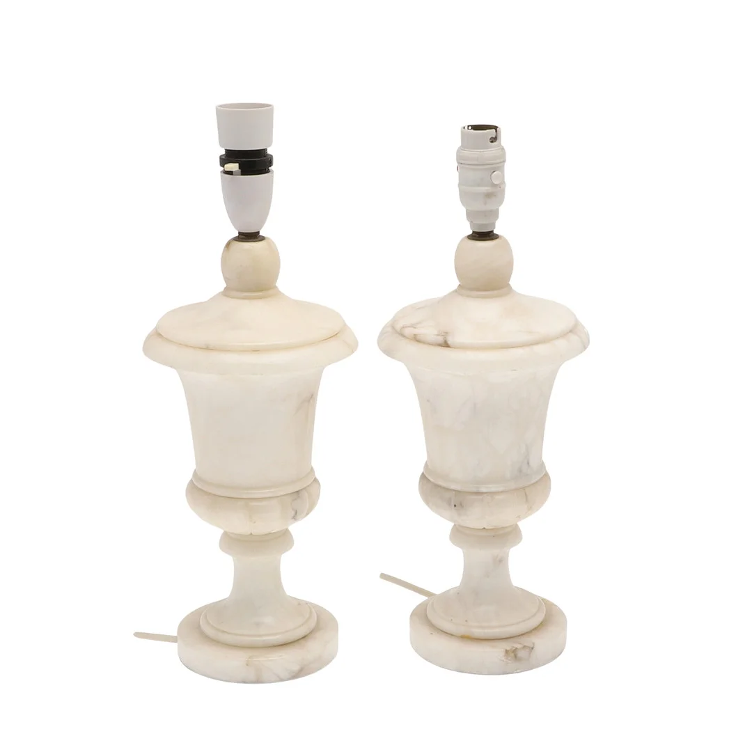 PAIR OF MARBLE TABLE LAMPS. — Table Lamps — Lawrences Auctioneers