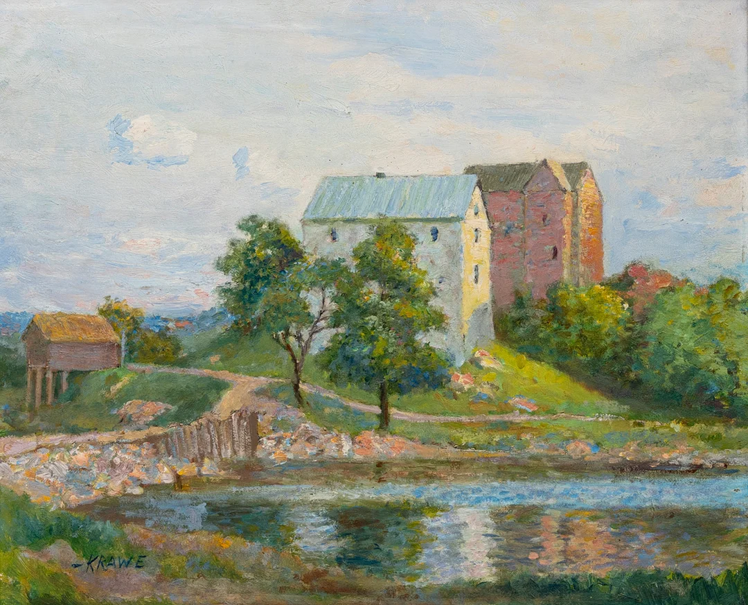 CARL AXEL KRAWE (1886-1943). Landskapsmotiv, olja på pannå, signerad, Krawe, 1930-tal. — Paintings — Auktionshuset Kolonn