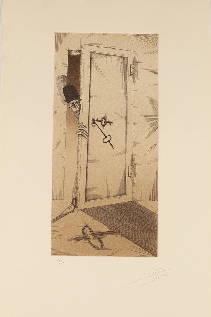 JOAN PONÇ. "porta entreoberta" serie la metamorfosis de kafka. estampación al aguafuerte sobre papel. polígrafa obra gráfica. firmada y justificada a lápiz. 1978. — Engravings & Prints — Barcelona Auctions