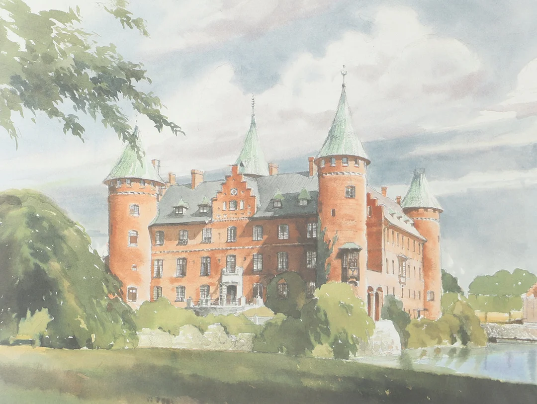 TRYCK, Trolleholms slott, Eric Lilius. — Engravings & Prints — Helsingborgs Auktionskammare