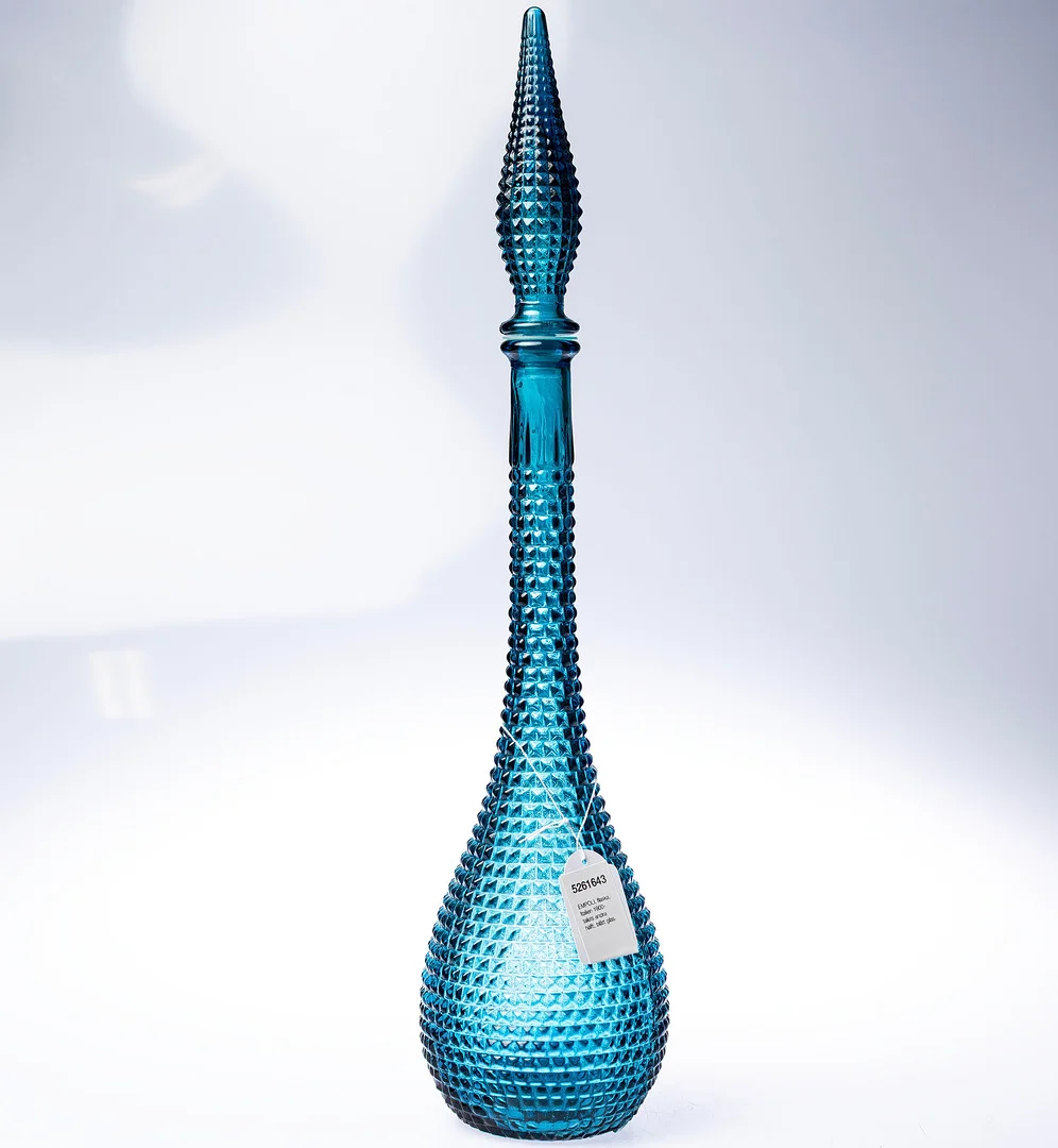 EMPOLI, flaska, Italien 1900-talets andra hälft, blått glas. — Utility glass — Handelslagret Auktionsservice