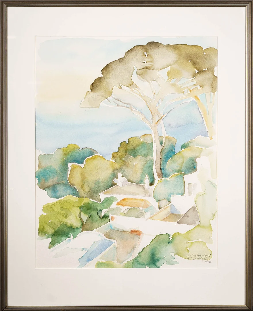 ANITA MIDBJER. Akvarell på papper, "San Michele-Capré", Signerad, 2000. — Paintings — Norrlands Auktionsverk