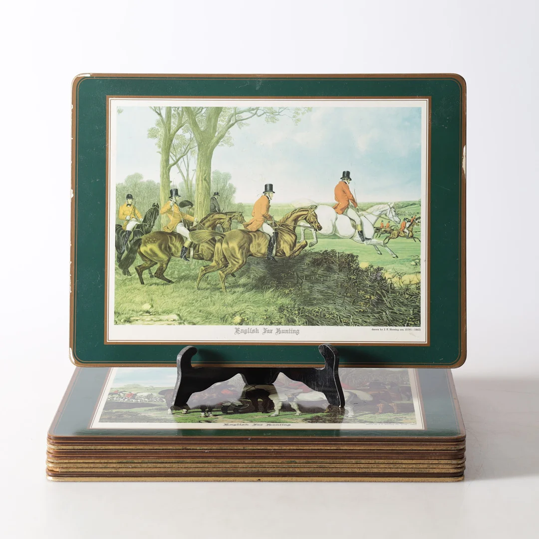 BORDSTABLETTER, 11 st, "English Fox Hunting", 1900-tal. — Miscellaneous — Gomér & Andersson Nyköping