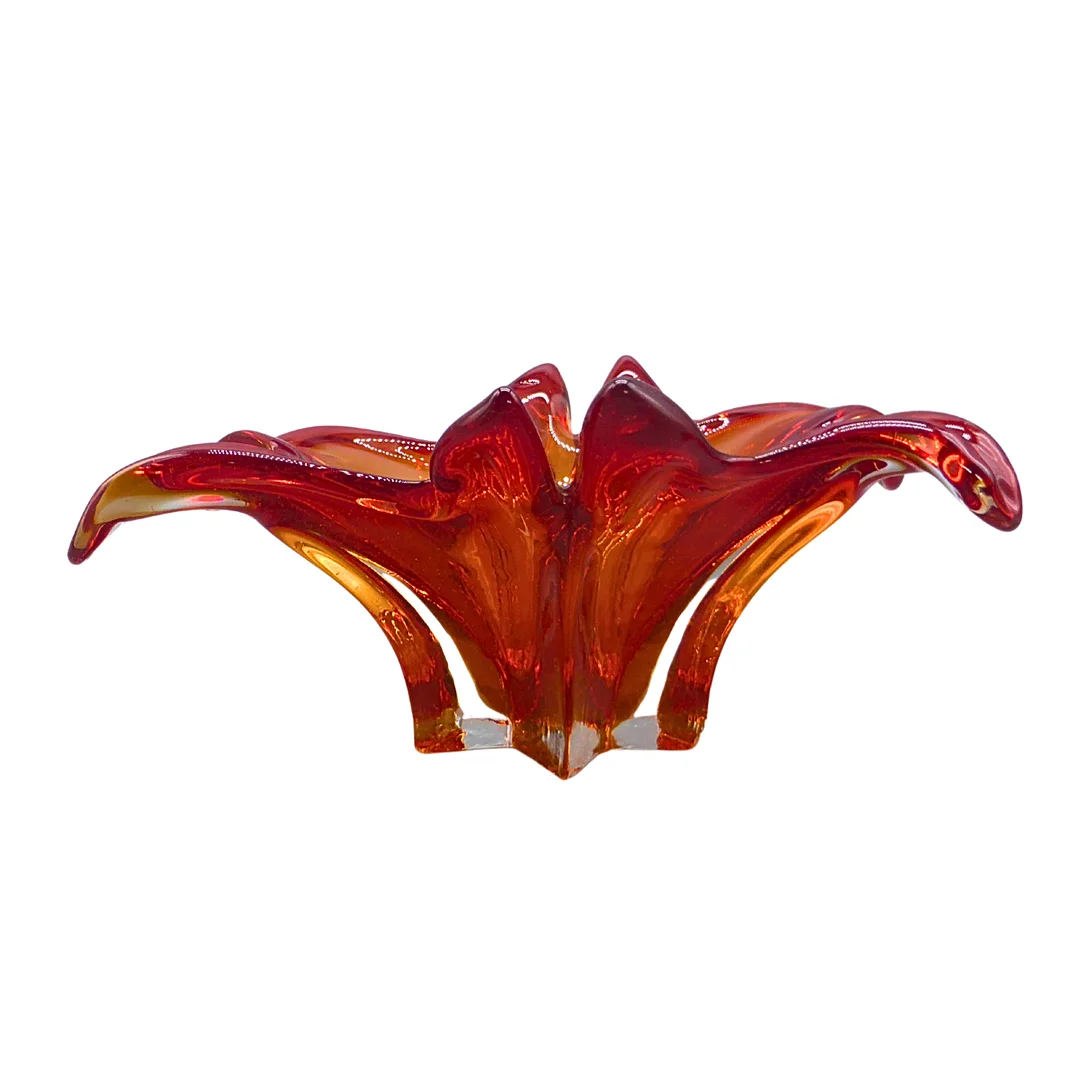 MURANOGLAS-SCHALE IN FLORALFORM. — Art glass — Auktionshaus Stuber's Hammerschlag