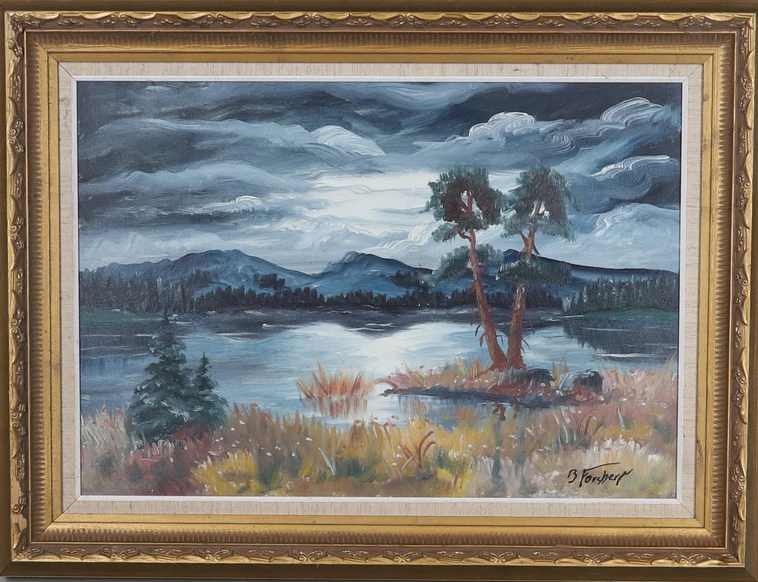 BÖRJE FORSBERG. Olja på duk, landskapsmotiv, signerad. — Paintings — Gomér & Andersson Norrköping