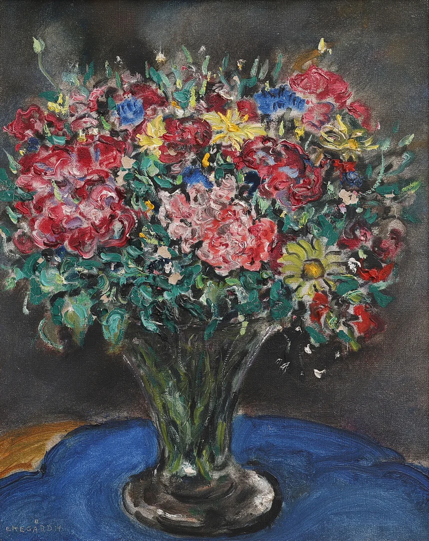 HANS EKEGÅRD (1881-1962), blomsterstilleben, signerad olja på duk. — Paintings — Crafoord Auktioner Lund