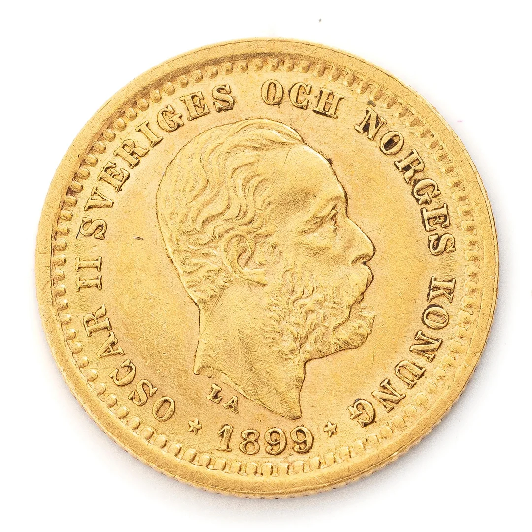 Guldmynt, Sverige, Oscar II, 5 kronor, 1899. — Militaria/Mynt — Bukowskis