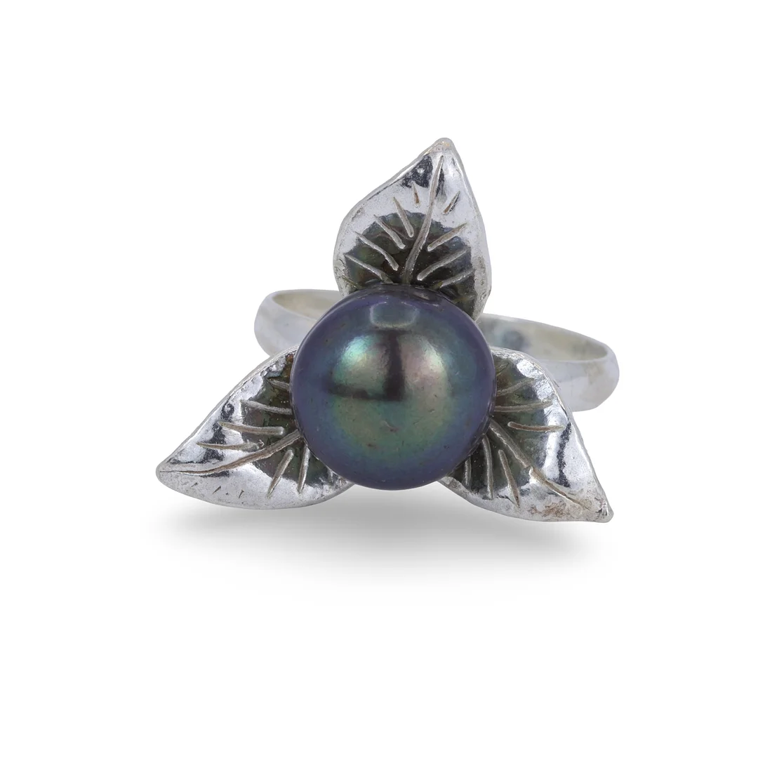 BLACK PEARL 925 SILVER RING. — Rings — Chalkwell Auctions