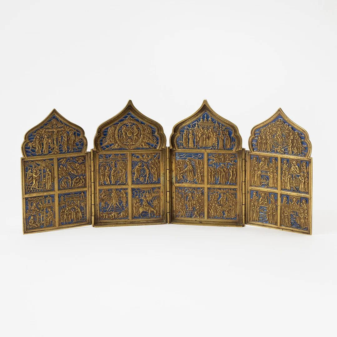 RESEIKON, Emaljerad, Ryssland, ca 1850-1900. — Pewter, Brass & Copper — Stockholms Auktionsverk Göteborg