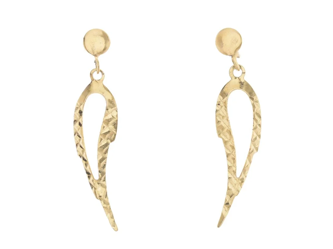 ÖRHÄNGEN, 18K guld, vingar, höjd 2,5 cm, stift, saknar snurrebussar, vikt ca 0,7 g. — Smycken/Örhängen — Kaplans