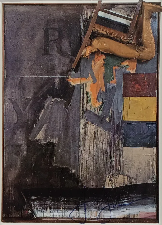 JOHNS, JASPER. "Wächter" (1964), handsignierte Kunstpostkarte.
