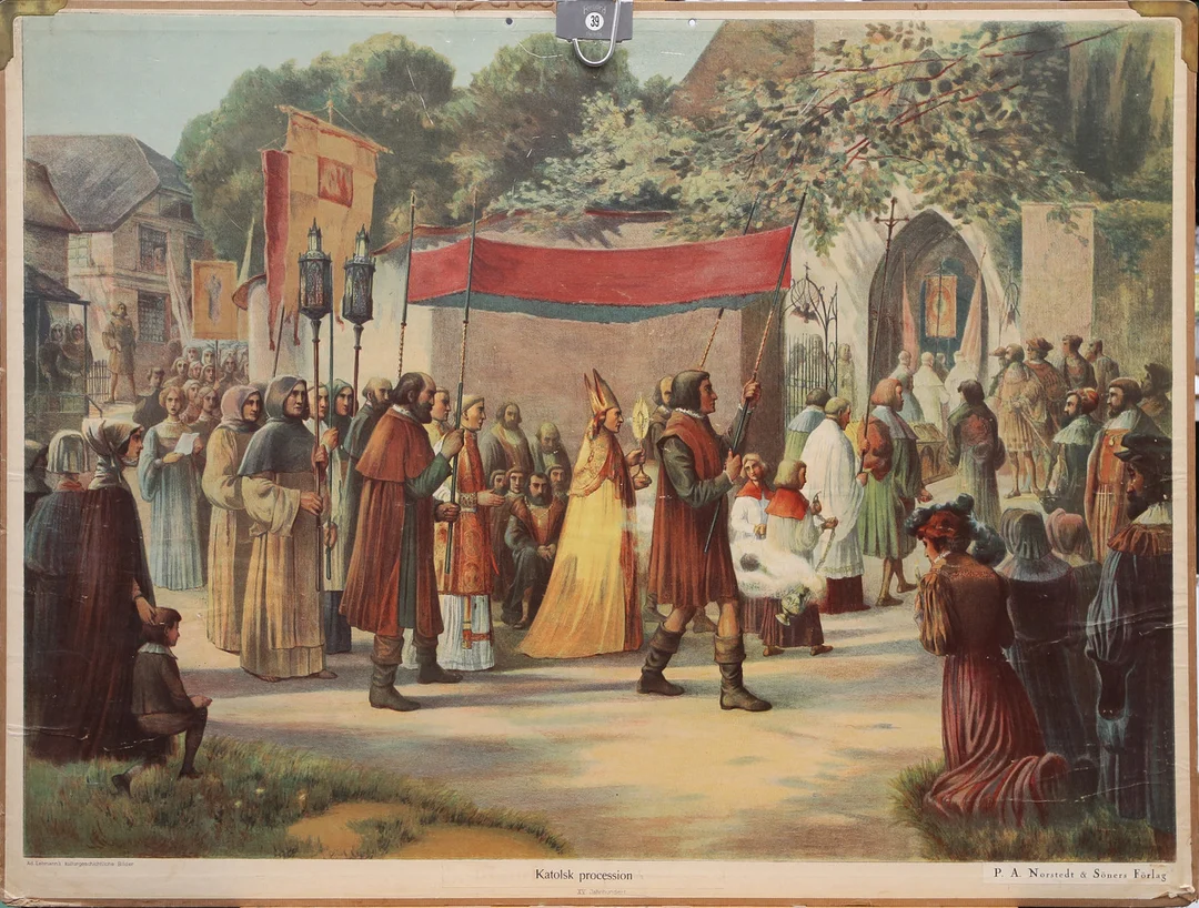 SKOLPLANSCH, KATOLSK PROCESSION. — Other — Kalmar Auktionsverk