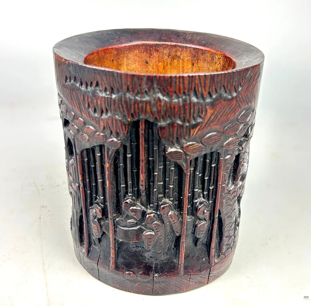 CHINESE BAMBOO BRUSH POT. — Wood — Chalkwell Auctions
