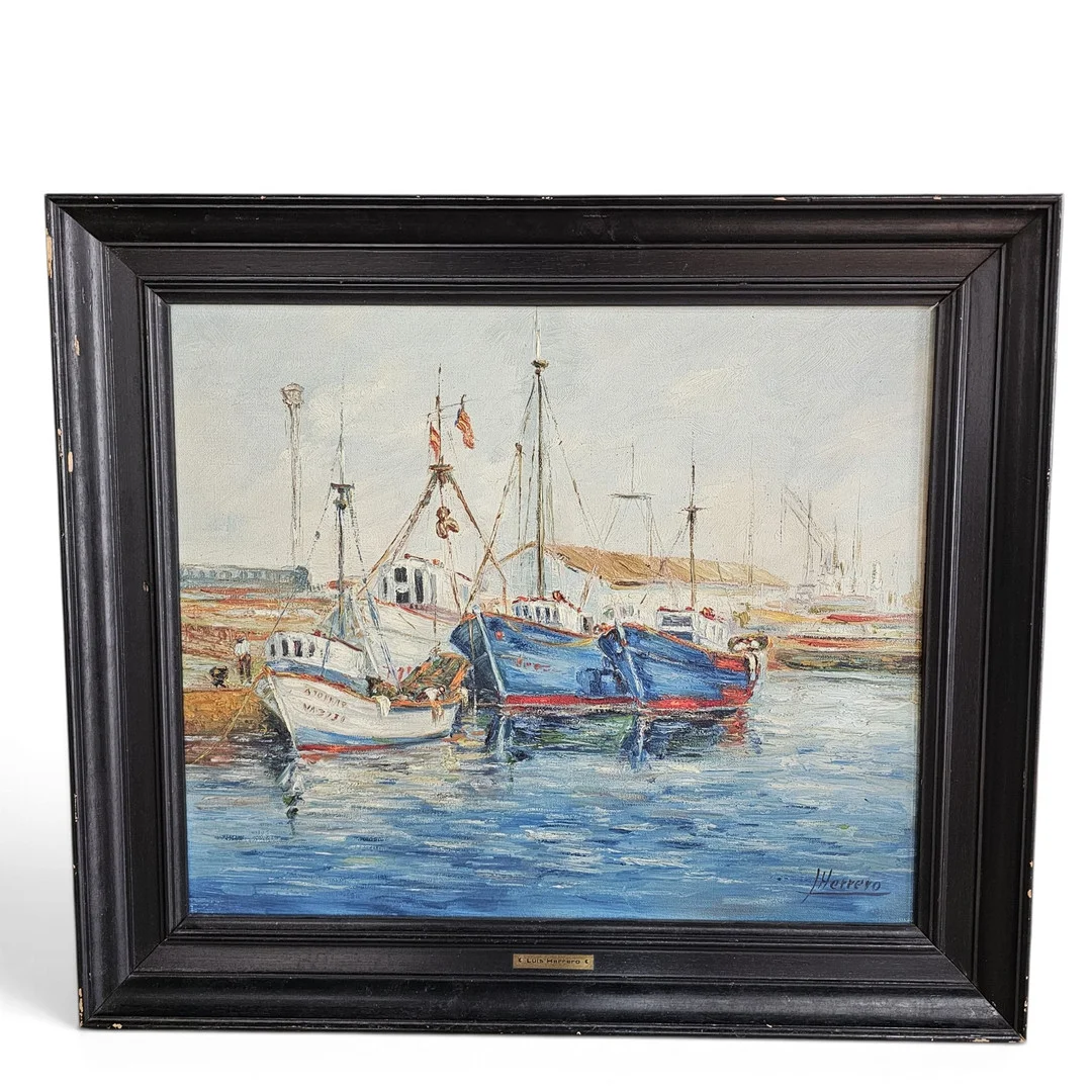 LUIS HERRERO. Barcas, óleo sobre lienzo. — Paintings — Arce Auctions