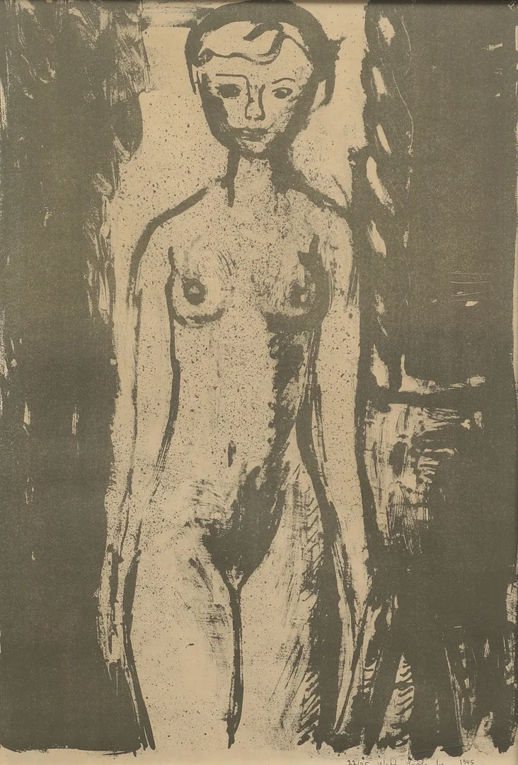 WALDEMAR SJÖLANDER. Litografi, nakenstudie, signerad och daterad 1945, numrerad 22/35. — Engravings & Prints — Ekenbergs Auktioner