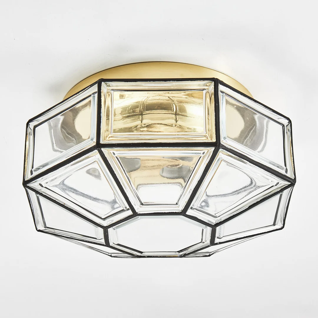 TAKLAMPA, Hollywood Regency, 1970/80-tal, glas, mässing, Glashütte Limburg. — Ceiling lights — Stockholms Auktionsverk Magasin 5