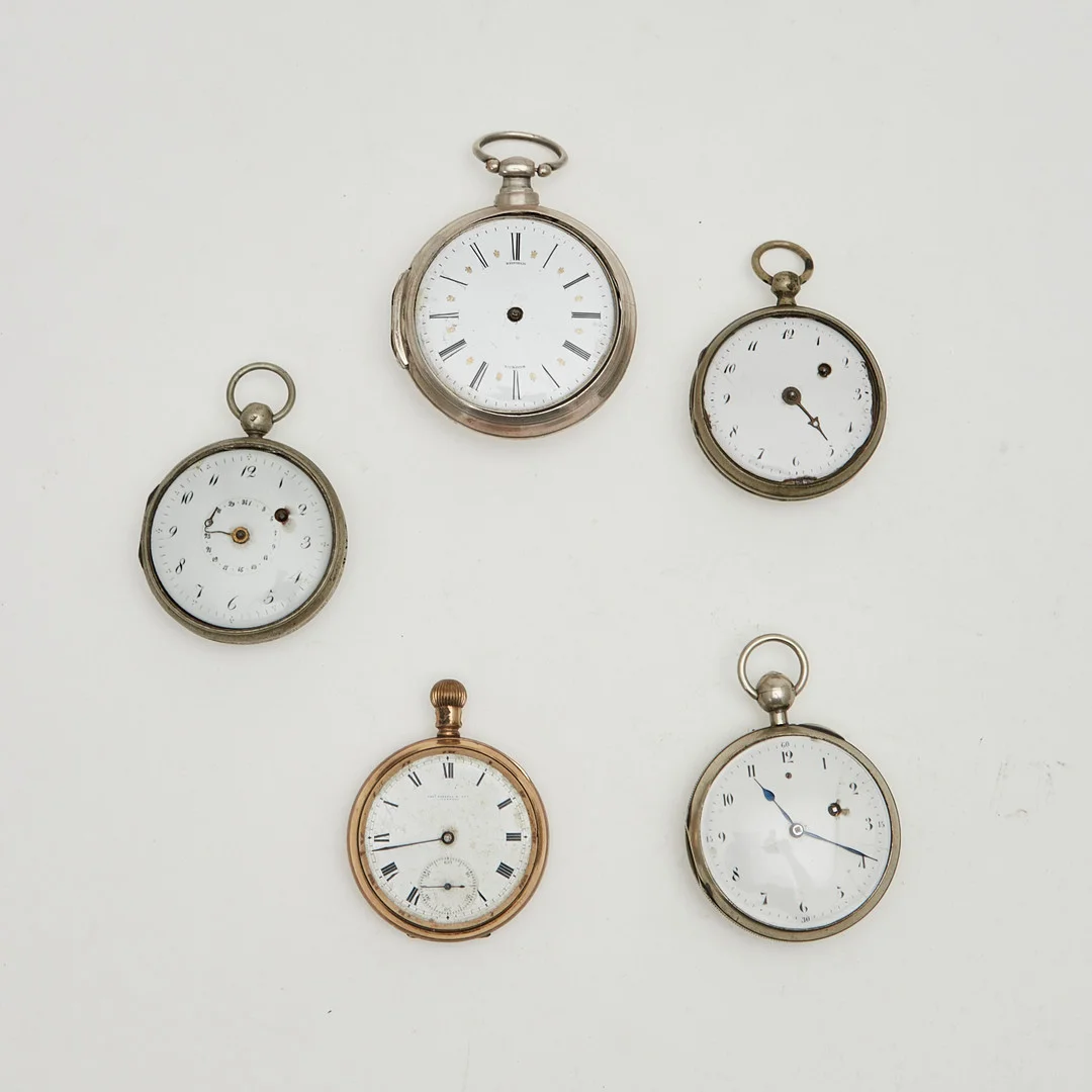 KONVOLUT TASCHENUHREN. (5). — Pocket & Stop Watches — Stockholms Auktionsverk Köln