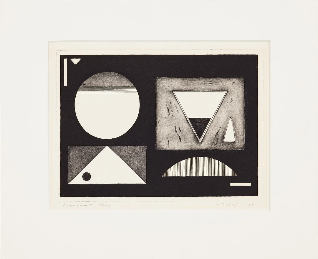 CURT BURSTRÖM. "Komposition 13", etsning, signerad, -60, 1/5 ex. — Engravings & Prints — Stockholms Auktionsverk Magasin 5