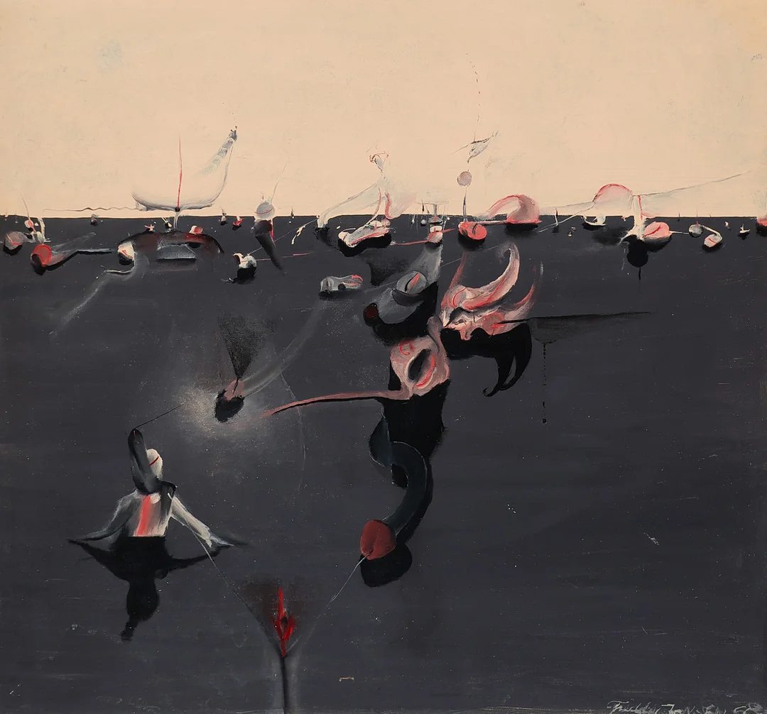 FREDDY JENSEN (1944-2018). 'Landskab', sign. Freddy Jensen. Olie på lærred. — Paintings — Palsgaard Kunstauktioner