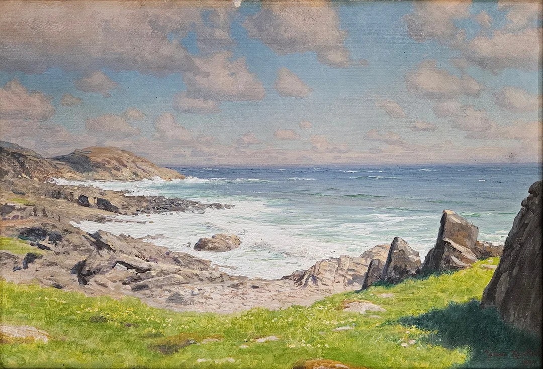 JOHAN KROUTHÉN. "Klippor". Olja på duk, signerad Johan Krouthén och daterad 1924. — Paintings — Auktionshuset Thörner & Ek