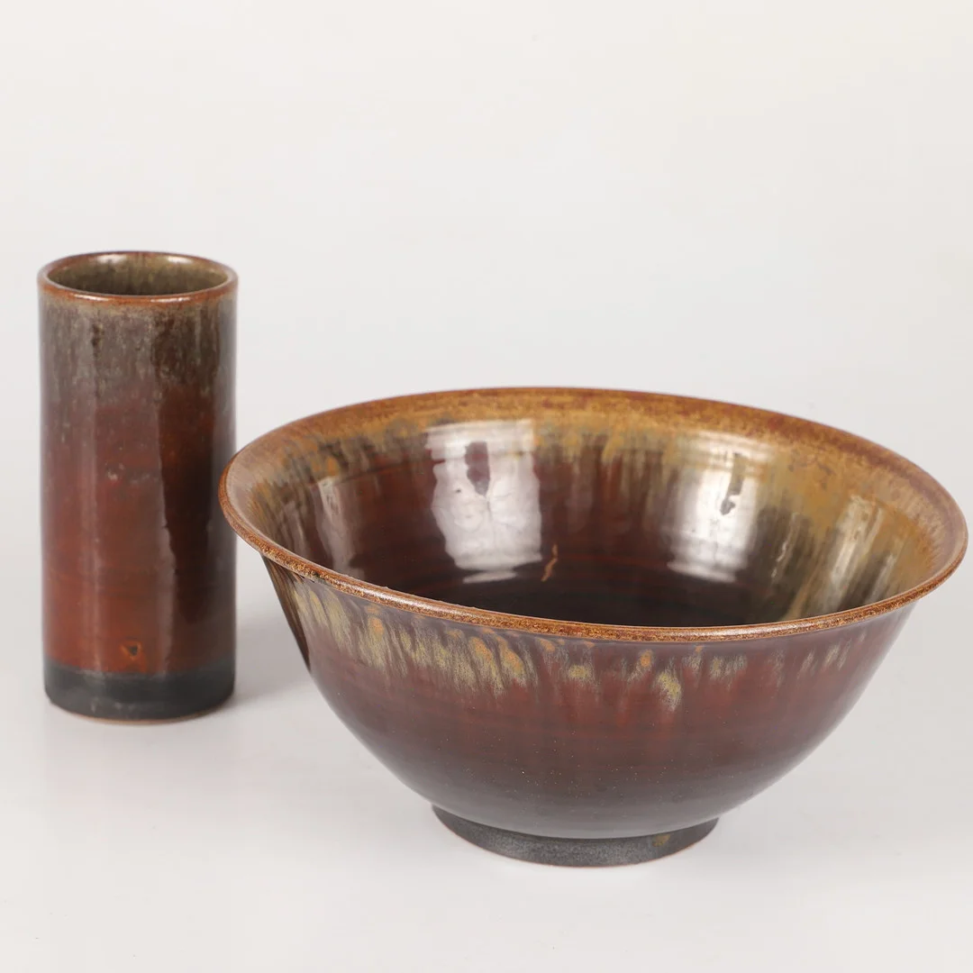 CARL-HARRY STÅLHANE. Skål samt vas, glaserad keramik, Designhuset, 1900-talets andra hälft. — European — Helsingborgs Auktionskammare