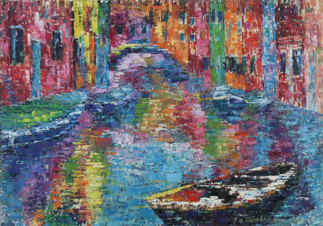 UNBEKANNTER KÜNSTLER. "Venedig", Öl auf Leinwand. — Paintings — Auktionshaus Blank