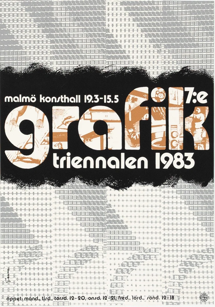 KNUT GRANE. utställningsafisch, "Grafiktriennalen 1983", Malmö Konsthall. — Engravings & Prints — Karljohan Auktioner